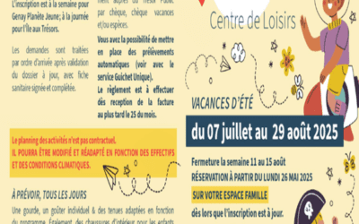 VACANCES D’ÉTÉ : Programme du 7 juillet au 28 août 2025
